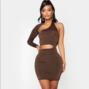 Pretty Little Thing Brown Cut Out Dress